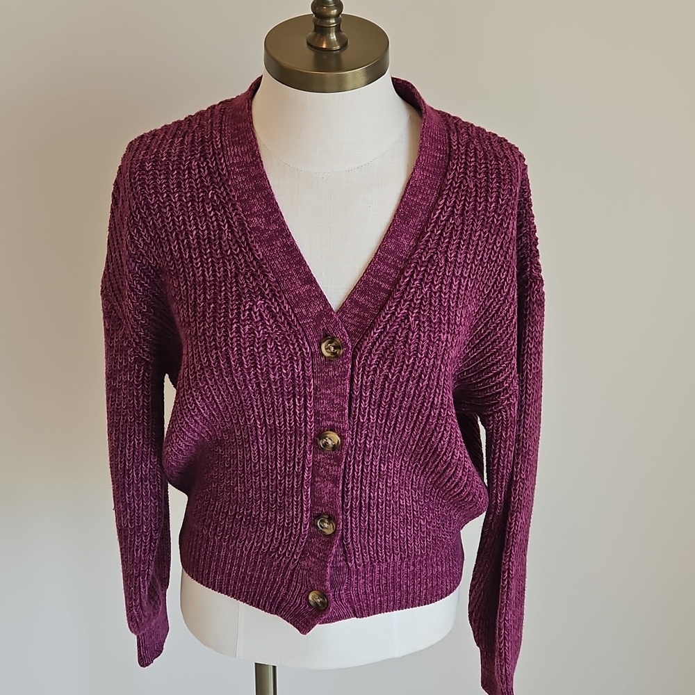 Gap Kids Magenta Knit Button Cardigan